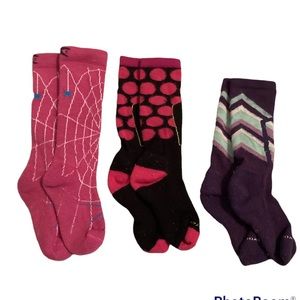 Bundle lot / 3 pairs of ski socks - SmartWool and Spyder brand size youth small